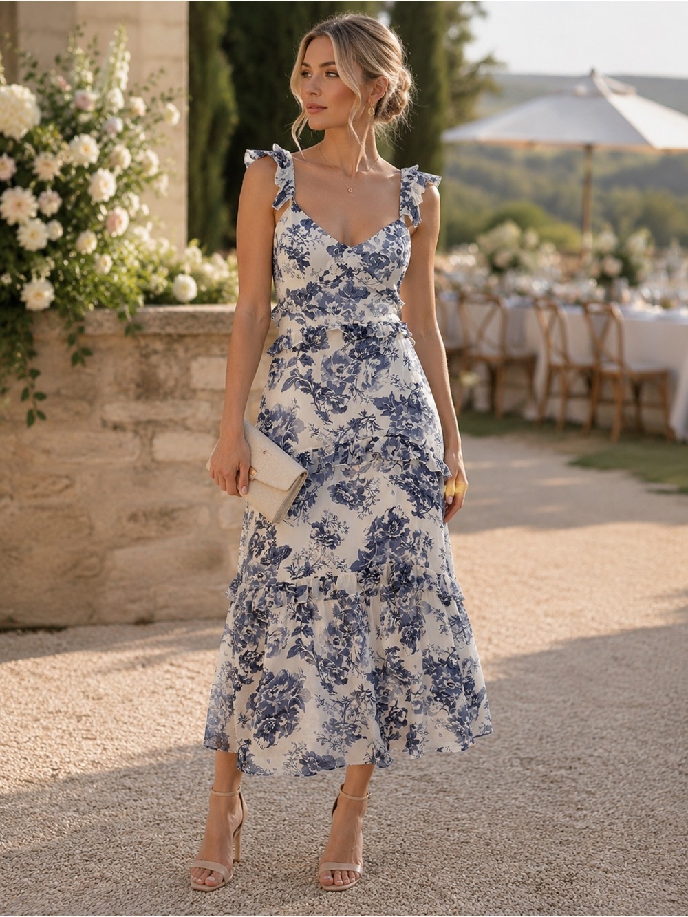 Tuckernuck Blue Floral Midi Dress